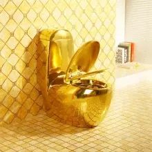 European Style Artistic Golden One Piece Closestool Gravity Fluishing Washdown Toilet _ - AliExpress Mobile Golden Bathroom, Gold Toilet, Golden Egg, Flush Toilet, Water Saving, Bathroom Toilet, Save Water, European Style, Yachts