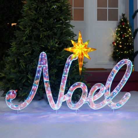 Holiday Living 2.5ft LED Iridesent Noel Sign Lowes.com Prismatic Christmas Decor, Noel Sign, Holiday Display, Comfort And Joy, White Led Lights, Christmas Wish, Christmas Wish List, Outdoor Christmas Decorations, Holiday Greetings