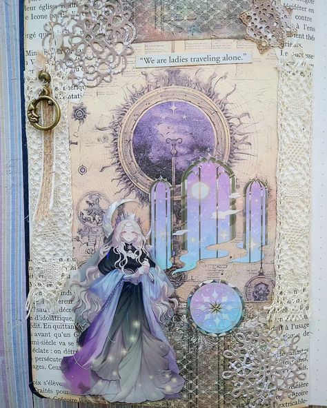 The Mystic's Dream. 🌙 Day 4 of the May Challenge with theme Fantasy by @penpalangie. Today's theme is Mystic. Go check out Angie's account to see all the beautiful creations! . . . #scrapbooking #creativejournaling #scrapbookideas #junkjournaling #pajournalchallenge Fantasy Scrapbook Ideas, Fantasy Scrapbook, Pretty Scrapbook, May Challenge, Memories Book, Collage Scrapbook, Dream Day, Bullet Journal Art, Journal Art