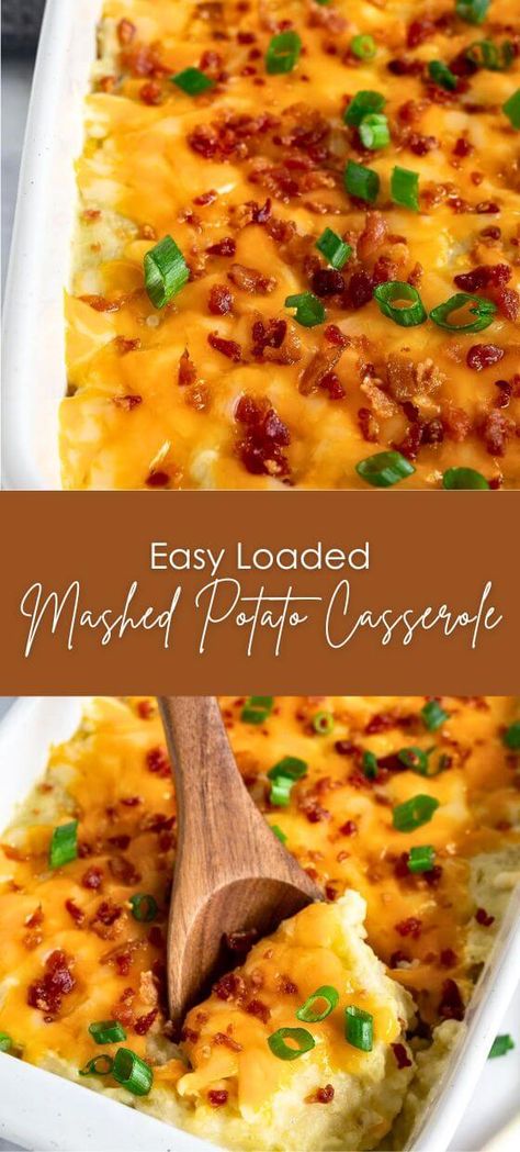 Easy Loaded Mashed Potato Casserole – Yummy and fully Mashed Potatoes Casserole, Easy Loaded Mashed Potatoes, Leftover Mashed Potato Recipes, Potato Casserole Recipes, Mashed Potato Casserole Recipes, Veggie Casseroles, Potato Ideas, Potato Casseroles, Loaded Mashed Potato Casserole