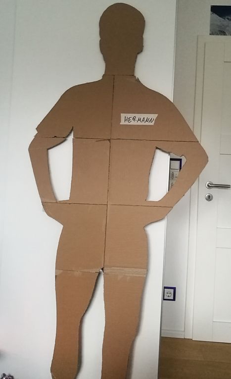 Scaring People With a Cardboard Cutout of Myself : 5 Steps - Instructables Cardboard Cut Outs Life-size, How To Make Cardboard Cutouts, Cardboard Person, Cardboard Cutouts Diy, Person Cut Out, Cardboard People, Cardboard Template, Cardboard Art Sculpture, Cardboard Props