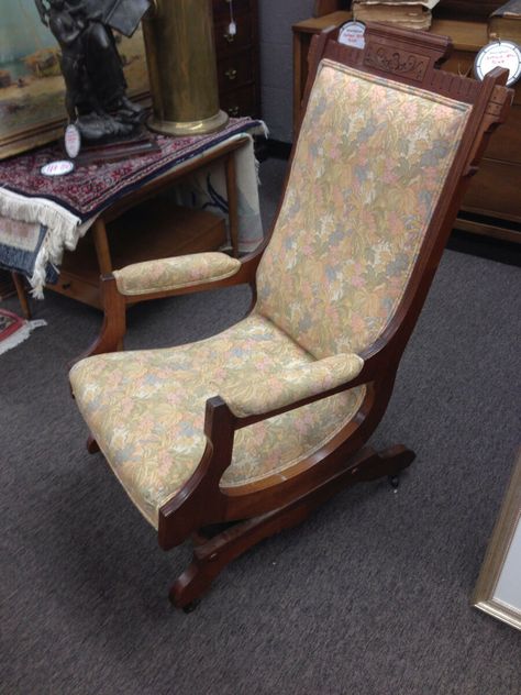 Rocking Chair Bedroom, 1800s Style, Eastlake Furniture, Antique Rocking Chair, 1800s Aesthetic, Platform Rocker, Antique Rocking Chairs, Vintage Rocking Chair, Lake Furniture