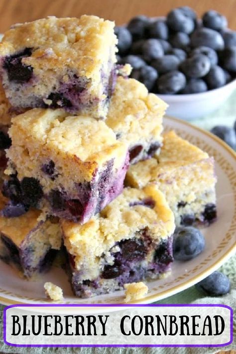 Breakfast Cornbread, Blueberry Cornbread, Cornbread Recipes, Blueberry Desserts, Cornbread Recipe, Gf Bread, Food Bread, Bread Biscuits, Corn Bread Recipe