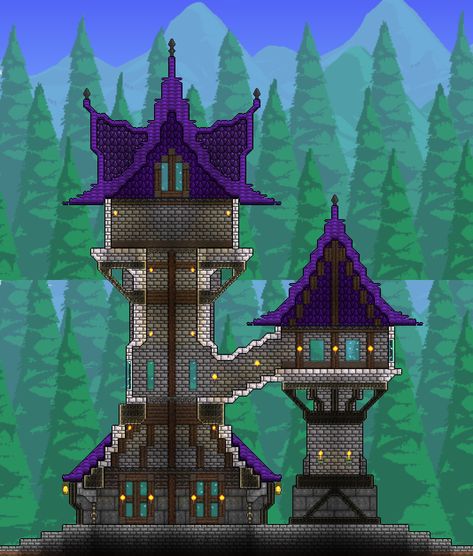 [​IMG] Terraria Gothic House, Cool Terraria Builds, Terraria Hallow House, Terraria Cute Build, Terraria Wood Types, Terrarium Base, Terraria Tips, Terraria House Ideas, Terraria House Design