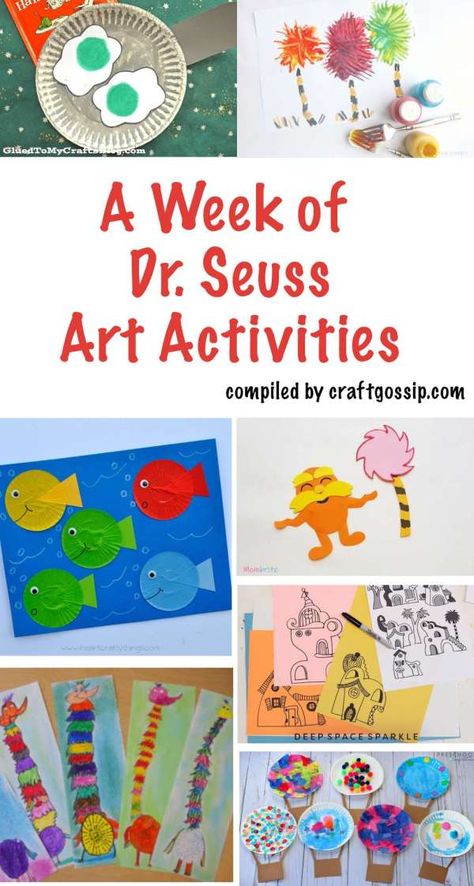 Dr Seuss Process Art Preschool, Dr Seuss Unit Study, Dr Seuss Preschool Art, Dr Seuss Art Projects For Kids, Dr Seuss Art Projects, Dr Seuss Games, Dr Seuss Game, Dr Seuss Art, Weekly Activities