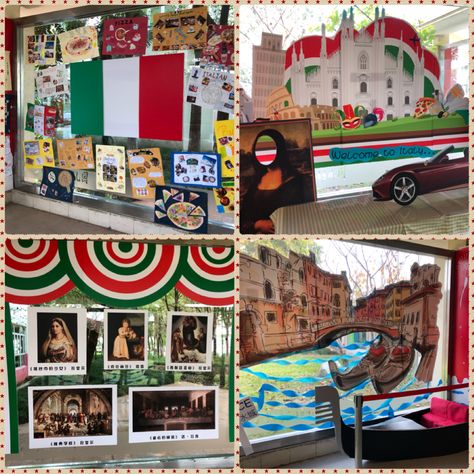 Italy Food Festival backdrops Preschool Preschool Italy Activities, Italy Classroom Decoration, Italy Display, Stand Feria, Festival Art, Classroom Makeover, Relief Society Activities, Events Activities, Italy Food