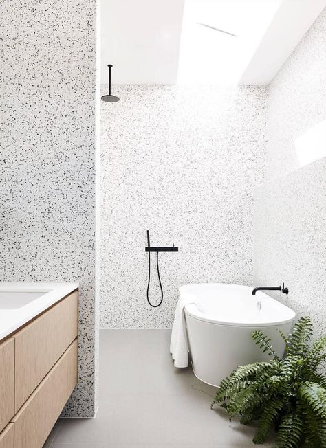 Fitzroy North Home by Zunica Interior Architecture & Design Architecture Definition, Terrazzo Bathroom, Bad Inspiration, Terrazzo Tiles, Bathroom Goals, White Bath, Contemporary Bathrooms, Bathroom Renos, Decor Minimalist