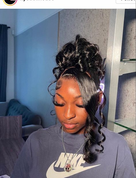 Girls Updo, Sleek Ponytail Hairstyles, Frontal Wig Hairstyles, Birthday Hairstyles, Black Ponytail Hairstyles, Quick Weave Hairstyles, Hoco Hairstyles, Frontal Hairstyles, Girls Hairstyles Braids