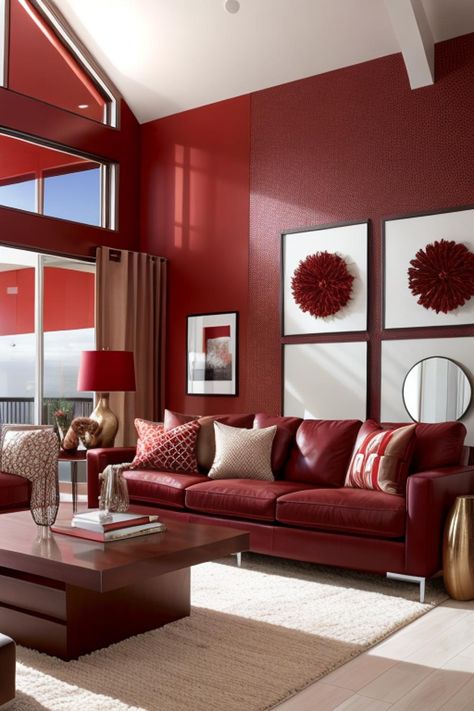 Experiment with this precise design and furnishings in your own area using AI HomeDesign with just one simple click!Red, Living room, Window, Wine-red, Grey, Crimson, White, Bold, Velvet, Bright, Brown, Rich, Popular, Interior, Design.#RedWalls #ColorScheme #VelvetFurniture #InteriorDesign #LivingRoom #BoldColors #RichRed #HomeDecor #AIHomeDesign #PopularStyle Red Velvet Couch, Bright Brown, Red Living Room, Popular Interior Design, Photo Sign, Velvet Furniture, Living Room Window, Velvet Couch, Living Room Red