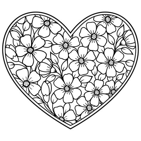 Mehndi Flower, Henna Drawings, Arte Doodle, Heart Coloring Pages, Mandala Design Art, Flower Coloring Pages, Coloring Pages To Print, Mandala Coloring Pages, Cute Coloring Pages