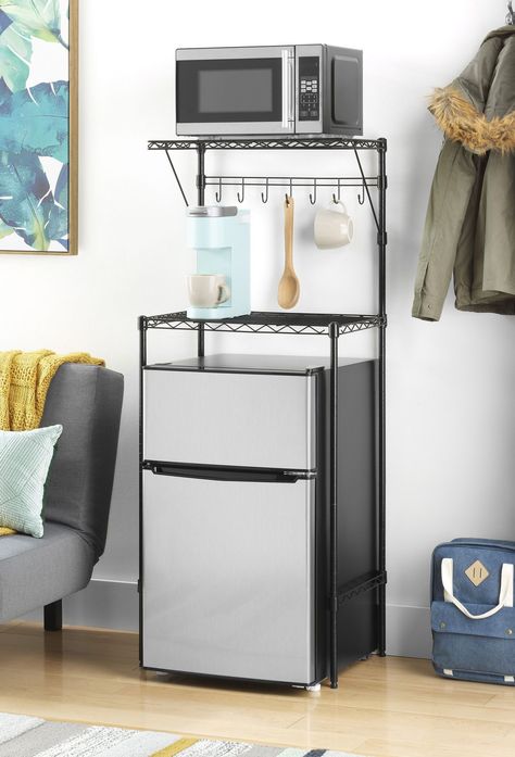 Fingerhut - Whitmor Supreme Over-the-Mini-Fridge Shelf Fridge Shelf, Dorm Fridge, College Dorm Room Inspiration, Wood Shelving Units, Dorm Kitchen, Fridge Shelves, College Dorm Room Decor, Fridge Storage, Dorm Room Organization