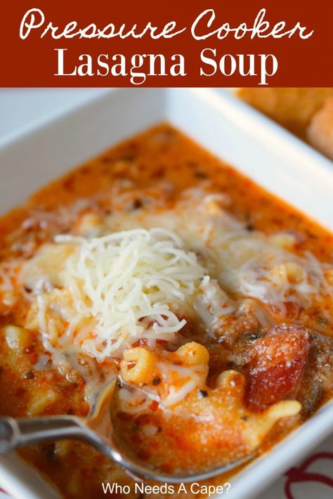 Pressure Cooker Lasagna, Soup Pressure Cooker, Lasagna Soup Recipe, Pot Lasagna, Instant Pot Soup, Lasagna Soup, Dinner Meals, Instapot Recipes, Family Favorite Meals