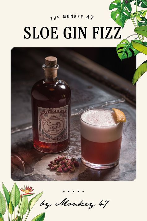 This refreshing cocktail is not only easy on the eye but also mouthwatering! Give it a try with the Monkey 47 Sloe Gin. Sloe Gin Fizz, Monkey 47, Sloe Gin, Classic Martini, British Traditions, Gin Cocktail Recipes, Refreshing Cocktail, The Black Forest, Gin Fizz