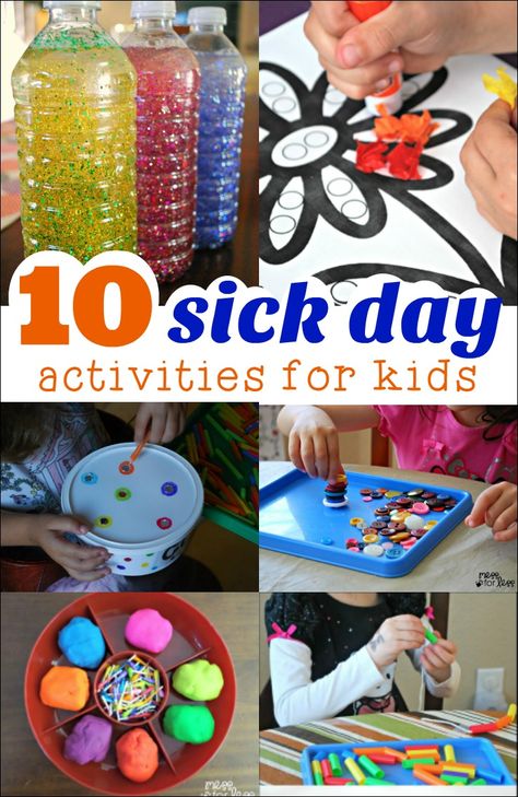 Have a sick kid home from school? These sick day activities help to entertain your child and take their mind off their symptoms. Sick Day Ideas, Sick Day Activities, Sick Toddler, Kids Mess, Sick Day, Fun Activities To Do, Indoor Activities For Kids, Toddler Fun, Child Life