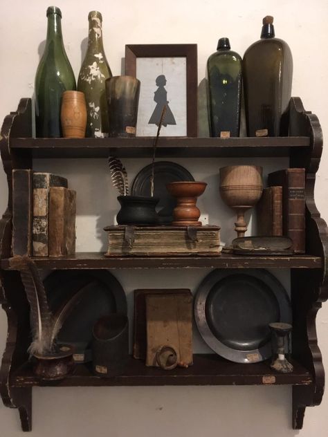 Vintage Dark Academia Room Aesthetic, Curio Cabinet Dark Academia, Archeologist Aesthetic Room, Academic House Decor, Vintage Dark Academia Room, Dark Maximalist Wall Decor, Dark Academia Shelf Styling, Cryptid Hunter Aesthetic Room, Dark Academia Wall Shelf