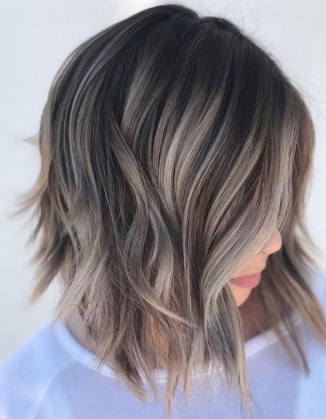 Ash Bronde Highlights For Brown Bob Grey Brown Hair, Blond Highlights, Brown Bob, Blond Ombre, Grey Highlights, Ash Blonde Highlights, Ash Brown Hair, Ash Blonde Balayage, Blonde Hairstyles