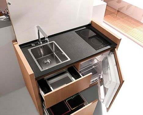 Micro Kitchen, Compact Furniture, Space Saving Kitchen, Compact Kitchen, Contemporary Kitchen Design, Small Space Solutions, Mini Kitchen, Compact Living, Tiny Spaces