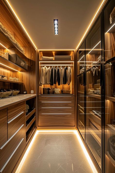 Mini Walk In Closet Ideas, Mini Walk In Closet, Closet Ideas Small Spaces, Bedroom Lamps Design, Closet Design Plans, Walk In Closet Ideas, Luxury Ceiling Design, Luxury Bedrooms, Small Closet Space