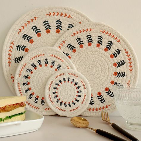 Dining Mats, Deco Studio, Plate Mat, Tea Coaster, Kitchen Fabric, Woven Placemats, Table Coasters, Tabletop Accessories, Cup Mat