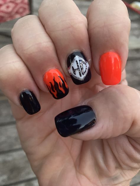 Harley Davidson Nail Art, Motorcycle Nail Art, Harley Nails Designs, Harley Davidson Nails Ideas, Bike Week Nails, Motorcycle Nails Designs, Harley Davidson Nails Design, Biker Nails Designs, Diy Nails Flowers