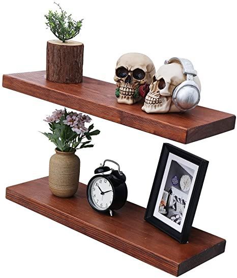 WELLAND Allen 8" Deep Floating Shelves Set of 2 Reclaimed Wood Wall Shelf Rustic Pine Wall Mount Shelf (Set of 2, 24 inch) Deep Floating Shelves, Wall Mount Shelf, Pine Walls, Wood Wall Shelf, Reclaimed Wood Wall, Wood Floating Shelves, Shelves In Bedroom, Rustic Shelves, Floating Wall