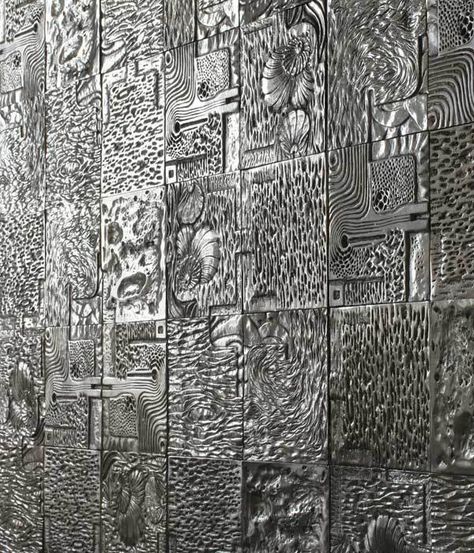 recycled cast aluminum Wall Tiles by David Umemoto David Umemoto, Eclectic Artwork, Floor Ceiling, Wall Finishes, Floor Patterns, Cast Aluminum, Wall Treatments, Wall Covering, 3d Wall