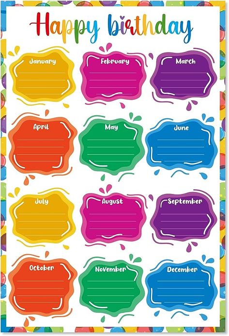 Classroom Birthday Chart Printable, Printable Birthday Charts For Classroom, Classroom Birthday Board Printables, Bday Chart For Classroom, Happy Birthday Charts For Classroom, Birthday Poster For Classroom, Class Birthday Chart, Happy Birthday Chart, Birthday Chart Classroom