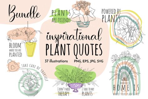 Plant Lover Quotes, Tropical Potted Plants, Line Art Styles, Boho Backgrounds, Thanks For Helping Me Grow, Plant Quotes, Boho Line Art, Make Me Happy Quotes, Plant Person