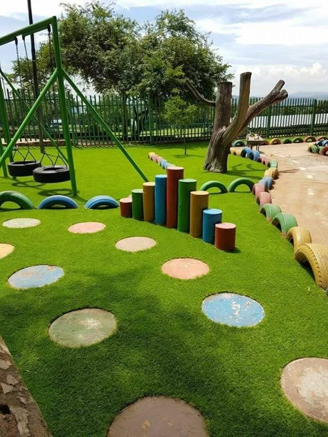 Kindergarten Garden Design, Kids Play Ground Outdoors, Kids Outside Play Area, City Parks Design, Kindergarten Playground, Kid Garden, Children Play Area, Church Playground, Outdoor Kids Play Area