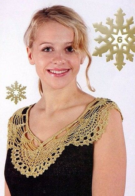 plastron 10,. Begli schemi francesi. con molti carré. Col Crochet, Crochet Embellishments, Crochet Yoke, Mode Crochet, Crochet Collar, Crochet Fabric, Crochet Motifs, Crochet Woman, Collar Pattern