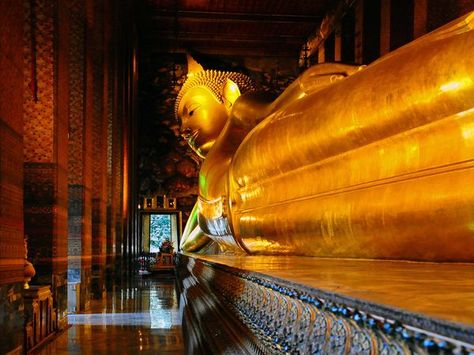 Reclining buddha Honeymoon Trip, Reclining Buddha, Thailand Vacation, Wat Pho, Golden Buddha, Thailand Photos, Koh Phangan, Sacred Spaces, Open Art