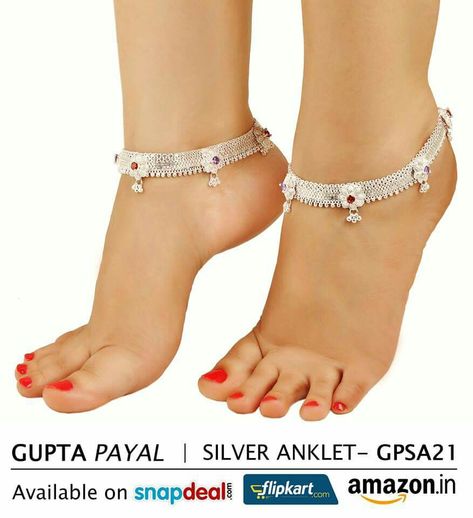 Leg Chain Anklets, Payal Designs Silver For Bride, Payal Designs Silver, Silver Payal, Silver Anklets Designs, Bridal Nose Ring, Wedding Jewelry Sets Bridal Jewellery, Bridal Jewellery Inspiration, Bride Jewelry Set