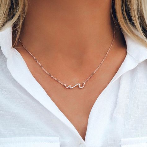 Pura Vida Necklace, Surf Necklace, Wave Jewelry, Jewerly Set, Surf Jewelry, Wave Necklace, Luxe Style, Pura Vida Bracelets, Wave Ring