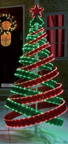 Christmas Tree Led Lights, Green Christmas Lights, Outdoor Christmas Tree Decorations, Spiral Christmas Tree, Landscape Tips, Contemporary Christmas Trees, Led Christmas Tree Lights, Beautiful Landscaping, Space Beautiful