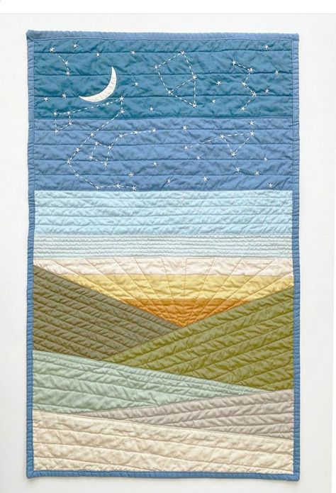 Unique Quilting Ideas, Sky Quilting Designs, Mountain Quilt Patterns, Travel Quilt Ideas, Landscape Quilts Ideas, Sunrise Quilt, Unique Quilt Patterns, Mountains Quilt, Home Ceramics