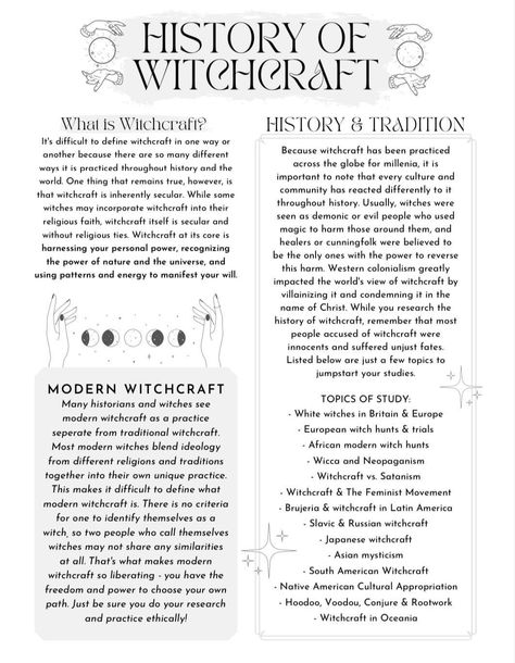 Research Witchcraft, Wiccan Drawings Witchcraft, Types Of Spells In Witchcraft, Witch Craft History, History Of Paganism, History Of Witches Notes, How To Make A Grimoire Book Of Shadows, History Of Witchcraft Book Of Shadows, Witchcraft Information