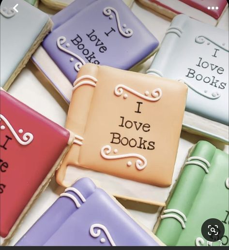 Book Cookies, Wedding Shower Cookies, Bookstore Design, Book Club Parties, Book Themed Party, Cookie Decorations, Princess Cookies, Book Launch Party, Purple Turtle