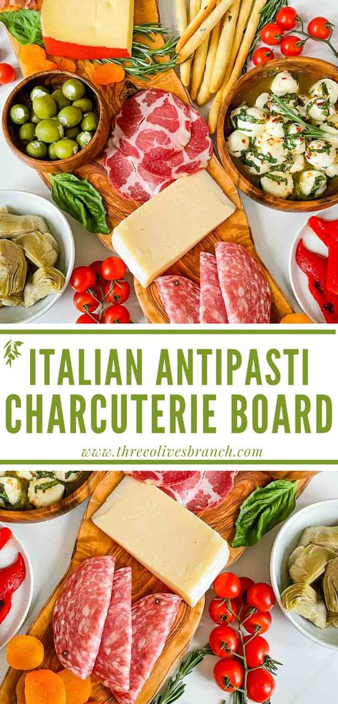 Italian Charcuterie Board Ideas, Italian Charcuterie Board, Cheese And Meat Board, Italian Charcuterie, Italian Finger Foods, Italian Snacks, Meat Board, Healthy Italian Recipes, Italian Antipasto