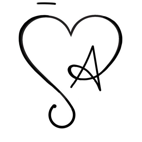 A Initial Tattoo, Cute Initial Tattoos, Abstract Tattoo Ideas, Abstract Tattoos, Traditional Tattoo Designs, Abstract Tattoo Designs, Fancy Writing, Heart Font, Monogram Tattoo