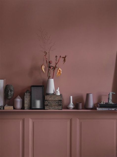 How To Do Colorful Walls If You're Afraid Of Bold Color Mauve Walls, Earthy Home Decor, Earthy Home, Dekorasi Kamar Tidur, Interior Pictures, Pink Wall, Joanna Gaines, Paint Colors For Home, Cheap Decor