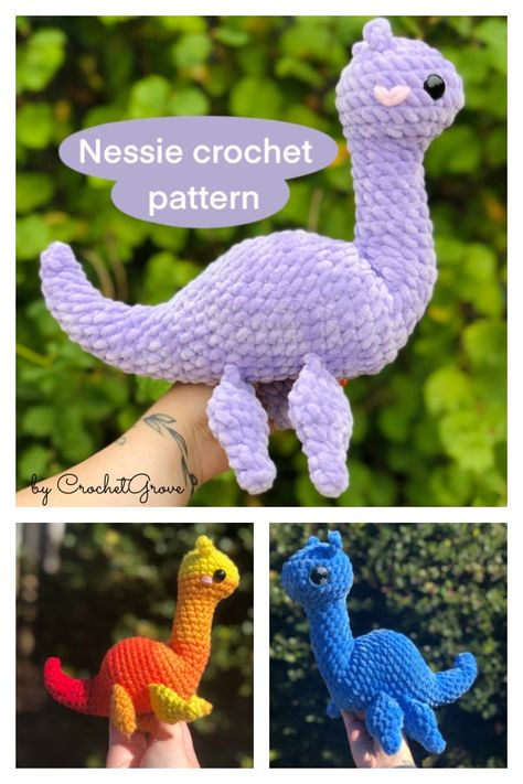 Nessie Amigurumi Free Crochet Pattern Crochet Loch Ness Monster Free Pattern, Loch Ness Monster Crochet Pattern, Crochet Loch Ness Monster, Monster Crochet Pattern Free, Monster Crochet Pattern, Monster Amigurumi, Monster Crochet, Boy Crochet Patterns, Crochet Monsters