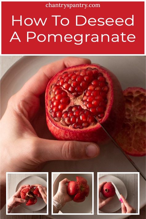 Don't let the thought of deseeding pomegranates keep you from eating this powerful fruit! Easy step-by-step instructions How To Clean Pomegranate, Deseeding A Pomegranate, Dehydrated Pomegranate, Pomegranate Kale Salad, Cut Pomegranate, How To Cut Pomegranate, Dehydrated Fruit, Rosh Hashana, Sukkot