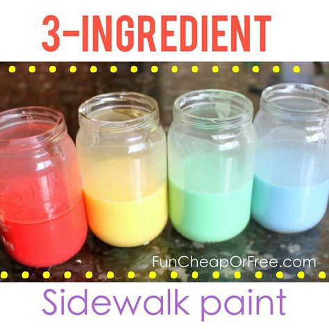 Sidewalk Paint Recipe, Sidewalk Paint, Paint Recipe, Homemade Paint, Homemade Art, Project For Kids, Easy Arts And Crafts, Art And Craft Videos, Craft Projects For Kids