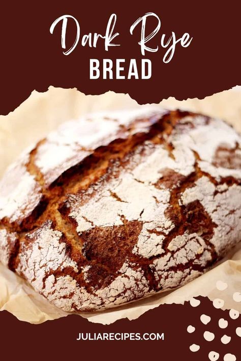 DARK RYE BREAD - Julia Recipes Dark Rye Flour Recipes, Dark Bread Recipes, Seedless Rye Bread Recipe, German Dark Rye Bread Recipe, Deli Rye Bread Recipe, Caraway Rye Bread Recipe, Dark Rye Bread Recipe, Rye Recipes, Jewish Rye Bread