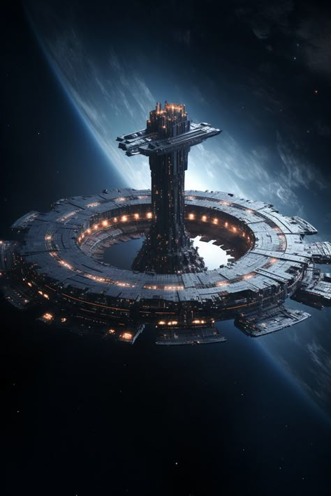 Space Colony Ship, Star Trek Ships Spaceships, Scifi Space Station, Spaceship Artwork, Space Station Concept Art, Spaceship Aesthetic, Sci Fi Space Station, Space Station Art, Space Building