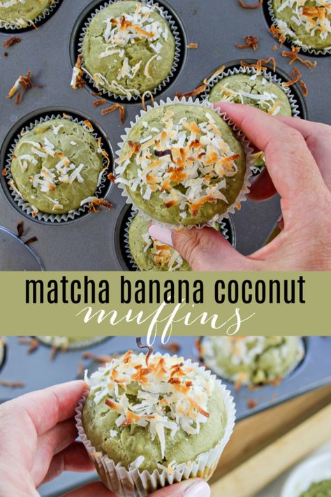 Vegan Matcha Recipes, Matcha Recipe Healthy, Omnivore Recipes, Coconut Muffin Recipes, Matcha Muffins, Banana Coconut Muffins, Matcha Baking, Breakfast Baking, Matcha Recipes