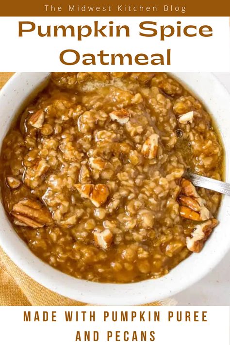 Pumpkin spice oatmeal will be your favorite fall breakfast. A delicious switch up from your usual oatmeal bowl this oatmeal is filled with real pumpkin and all the flavors of pumpkin pie. This cozy fall breakfast is perfect for crisp busy mornings! It has plenty of warm spices and it’s a great way to enjoy pumpkin season. Oatmeal Recipes Pumpkin, Pumpkin Oatmeal Recipes Breakfast, Individual Baked Pumpkin Oatmeal, Homemade Pumpkin Oatmeal, Pumpkin Instant Oatmeal, Crockpot Pumpkin Oatmeal, Low Calorie Oatmeal Recipes, Healthy Pumpkin Spice Oatmeal, Pumpkin Oatmeal Bake Breakfast Healthy