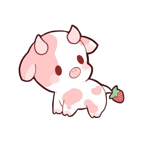 Cow Png Cute, Pink Cow Aesthetic, Cute Pink Drawings, Pixel Cow, Aesthetic Cows, Strawberry Cows, Pink Milkshake, Cartoon Cows, Pink Apps