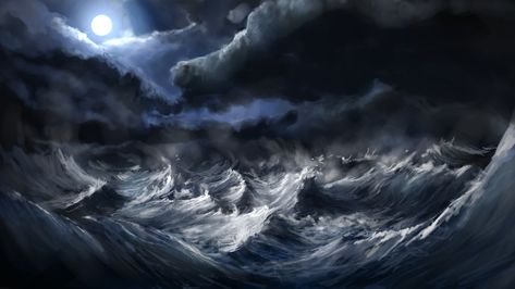 ArtStation - Stormy Sea, Alex van der Linde Ocean Storm, 2k Wallpaper, Sea Storm, Nordic Poster, Stormy Sea, Sea Painting, Fluid Painting, Dutch Artists, Ocean Painting