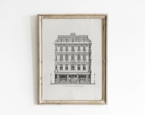 CircaArtCollection - Etsy French Prints, Art Abstrait Ligne, Architecture Vintage, Drawing Minimalist, Drawing Vintage, Drawing Architecture, Printable Vintage Art, City Sketch, Vintage Architecture